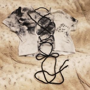 Tie Dye Lace Back Crop Top